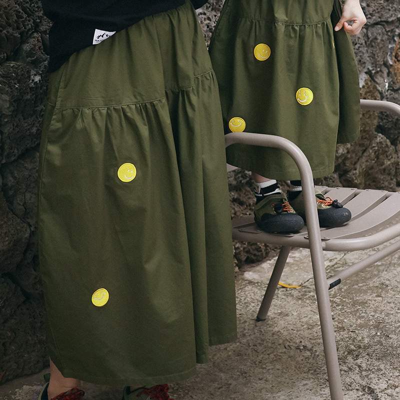 兒童純棉輕薄笑臉A字裙親子裝