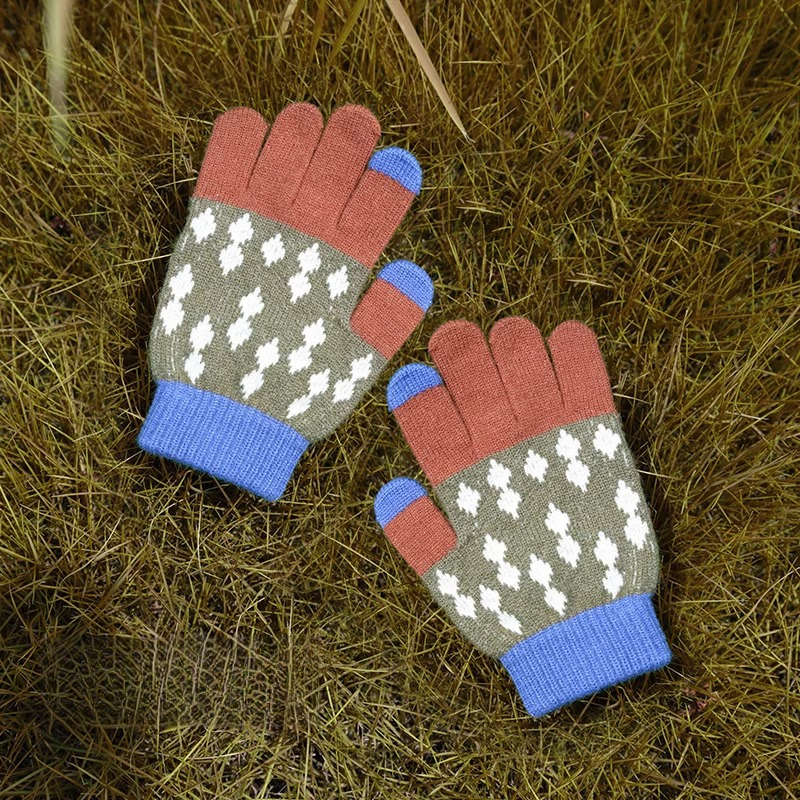 兒童冬季五指半指翻蓋手套