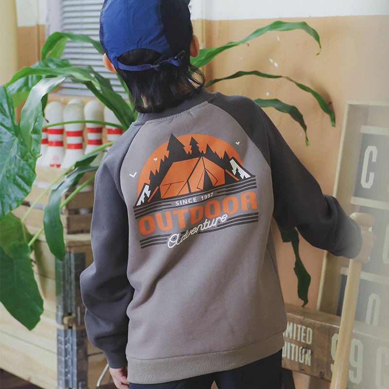 兒童冬季加絨露營帳篷印花衛衣