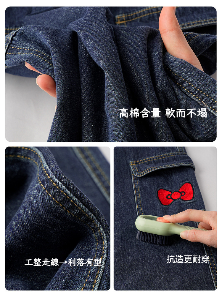 春季斜紋廓形女童牛仔褲