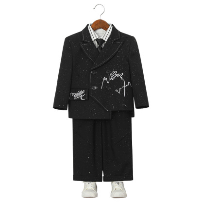 兒童復古滿天星刺繡西服