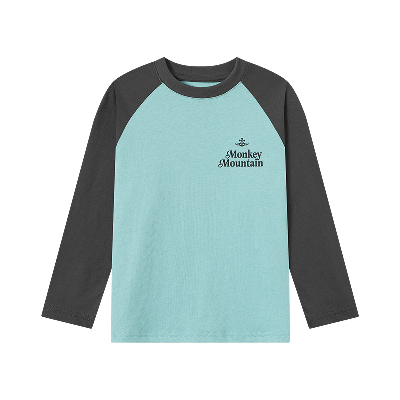 春秋男童純棉插肩袖印花打底上衣