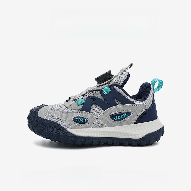 男童夏季旋轉紐扣網面透氣休閒運動鞋