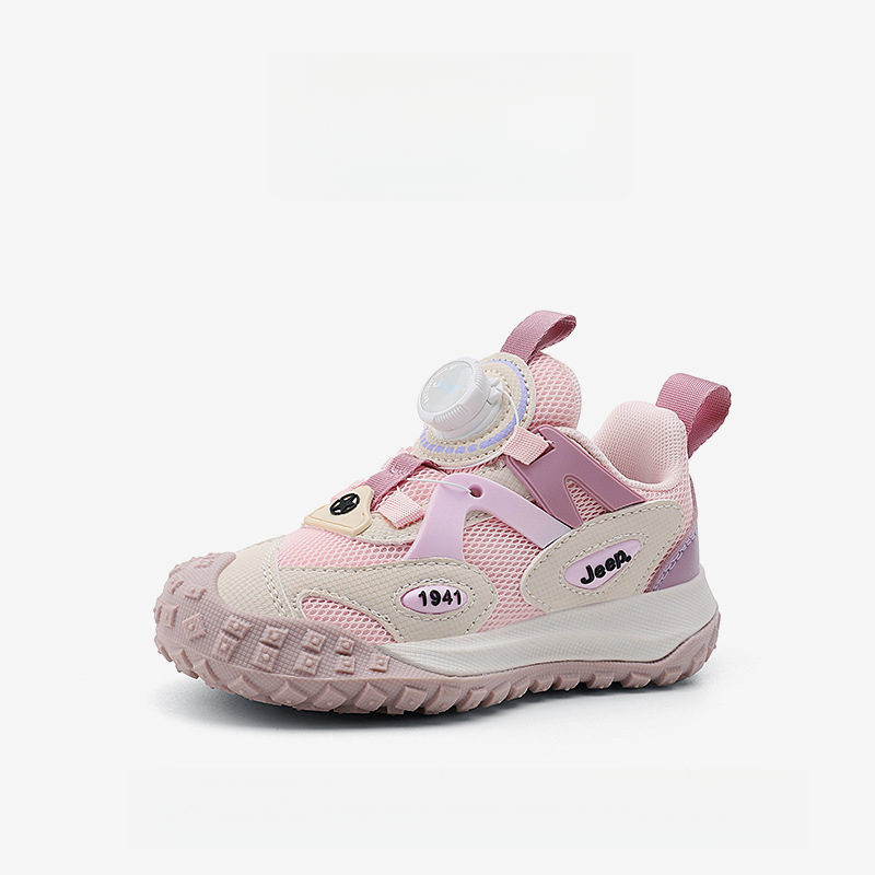 男童夏季旋轉紐扣網面透氣休閒運動鞋