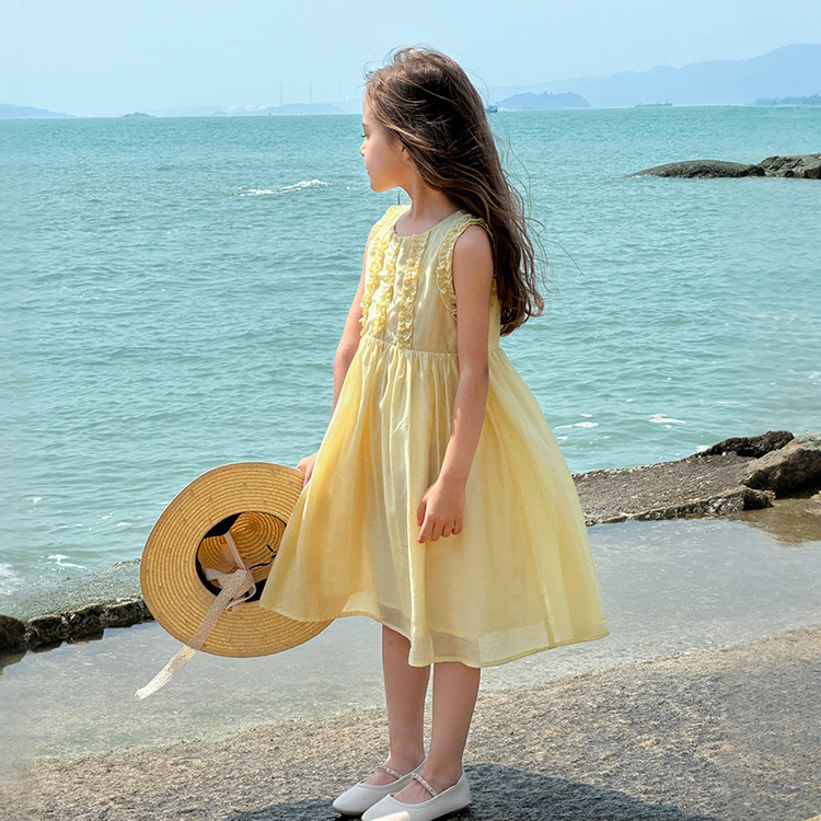 女童清新文藝天絲連衣裙