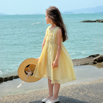 女童清新文藝天絲連衣裙