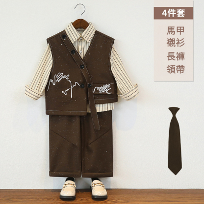 兒童復古滿天星刺繡西服