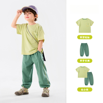 兒童夏季短袖長褲運動兩件套