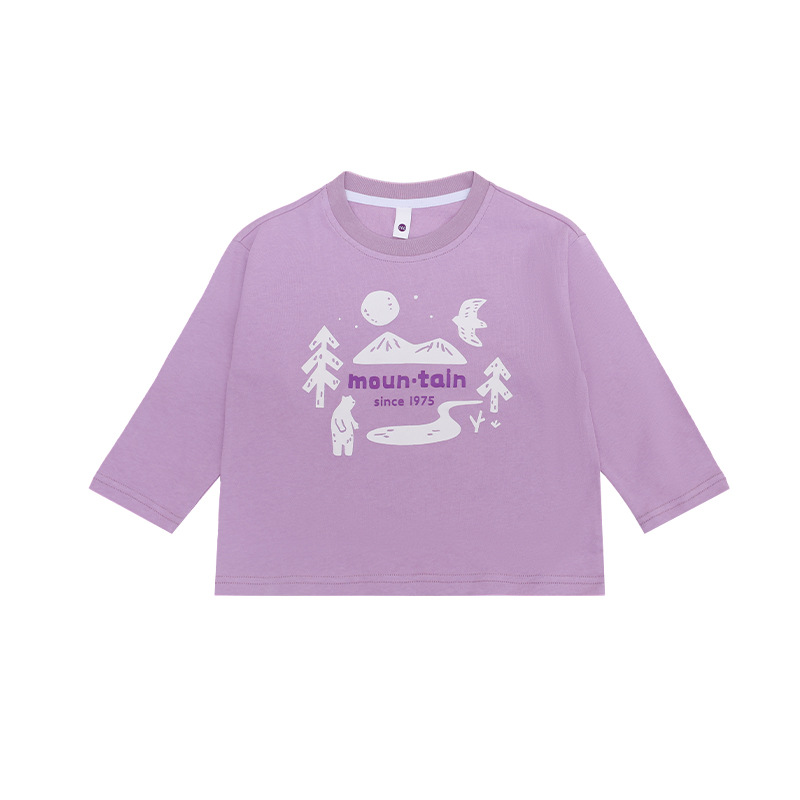 中大童女童春季戶外圓領長袖T恤打底衫