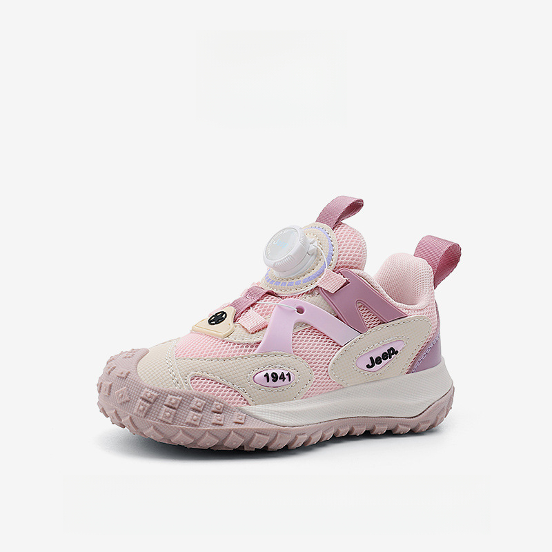 男童夏季旋轉紐扣網面透氣休閒運動鞋