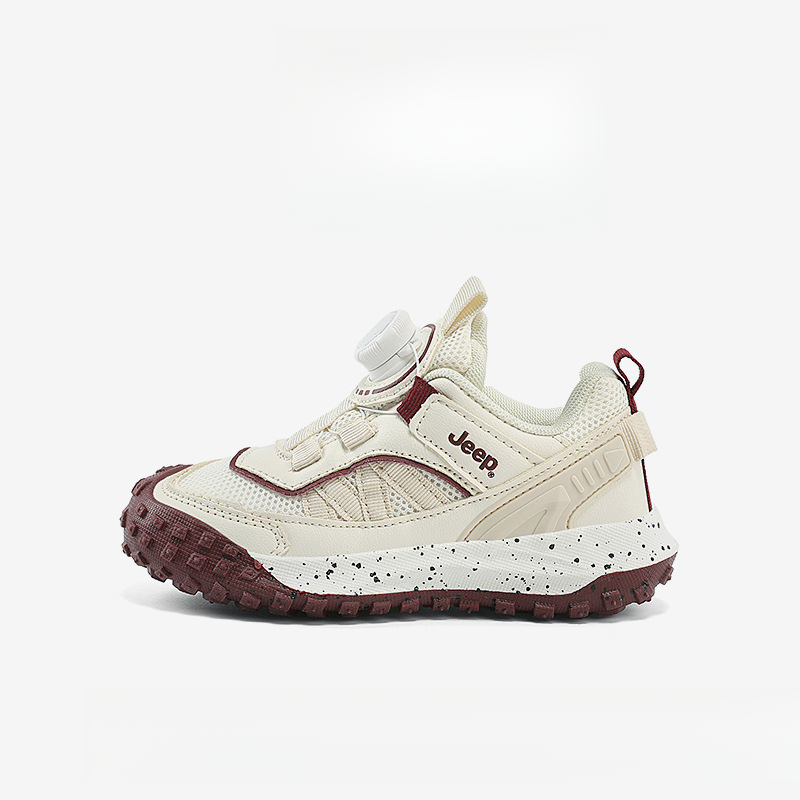 兒童春秋紐扣防滑登山跑步鞋