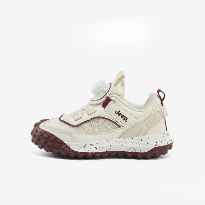 兒童春秋紐扣防滑登山跑步鞋