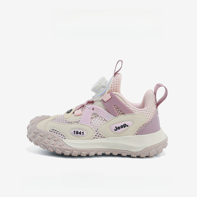 男童夏季旋轉紐扣網面透氣休閒運動鞋