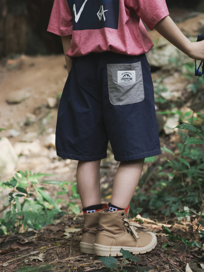 撞色寬鬆速乾五分褲