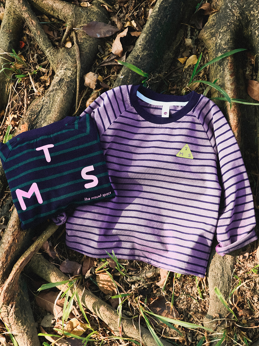 女童春季長袖撞色字母印花條紋長袖T恤