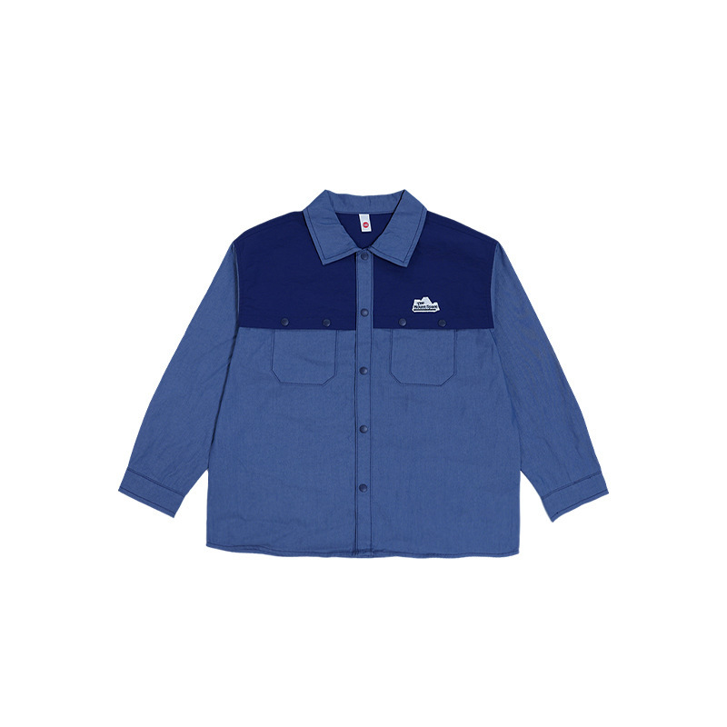 兒童山系拼接速乾長袖T恤