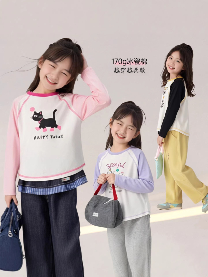 女童冰瓷棉長袖T恤