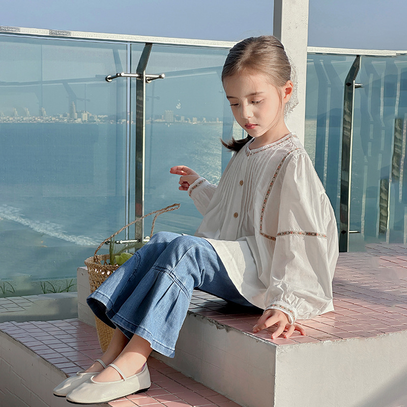 男童女童春秋韓版甜美時尚喇叭褲