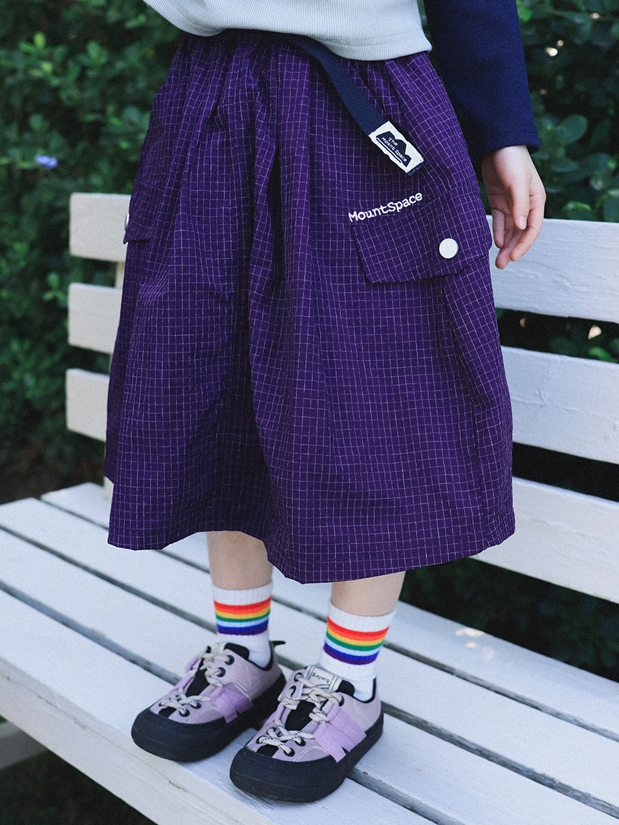 女童春季格紋口袋半身裙