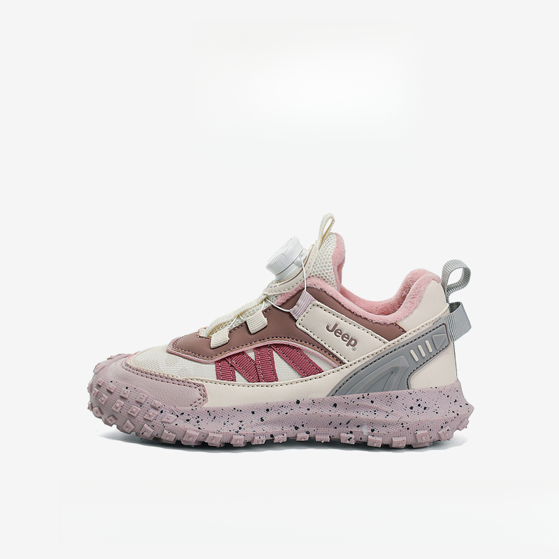 兒童春秋紐扣防滑登山跑步鞋