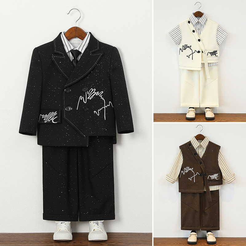 兒童復古滿天星刺繡西服