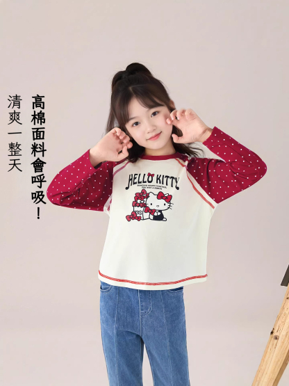 春季女童插肩袖長袖T恤