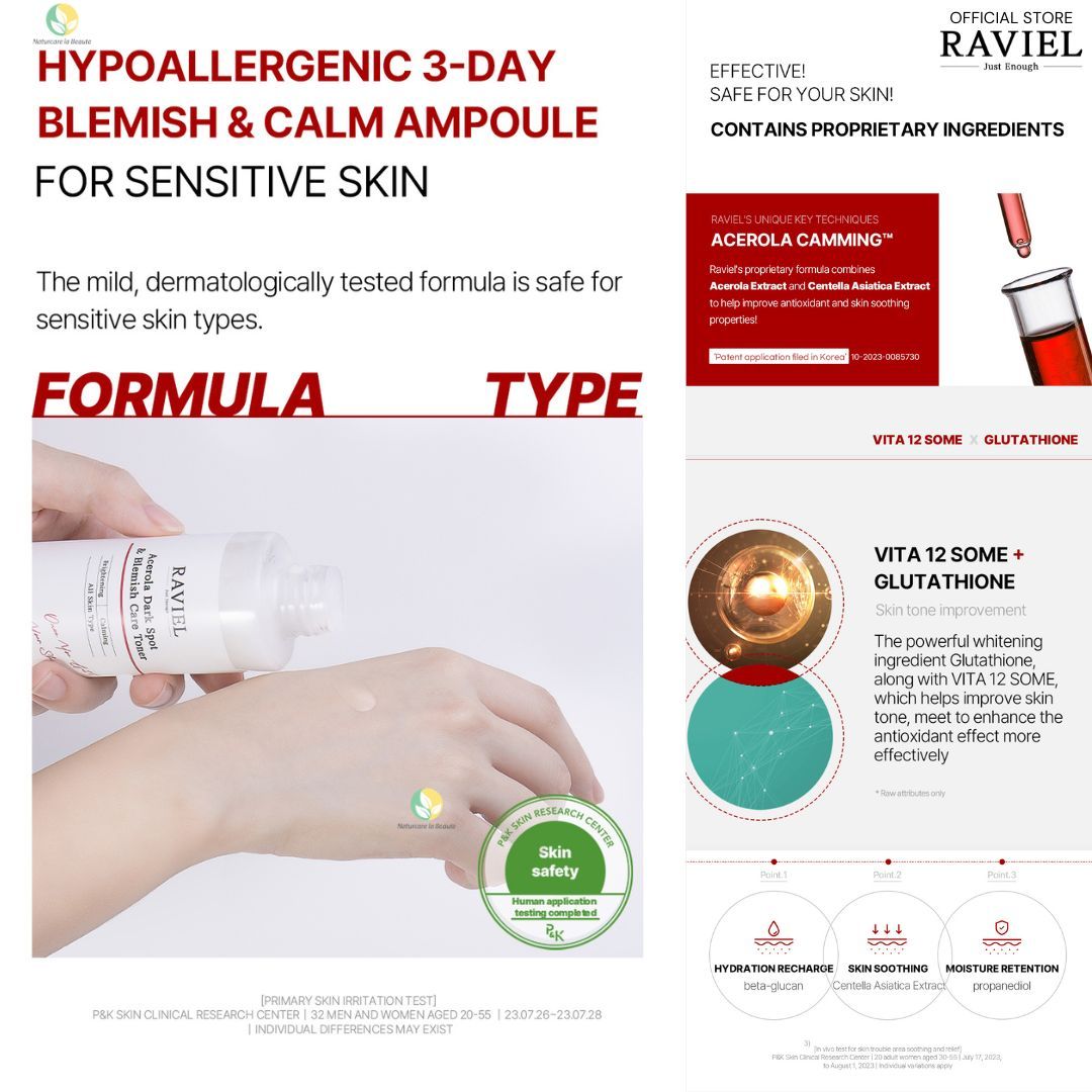 Raviel Acerola Dark Spot & Blemish Care Toner 150ml | Beauty skin care toner, reduce dark spots & blemishes, brightens skin