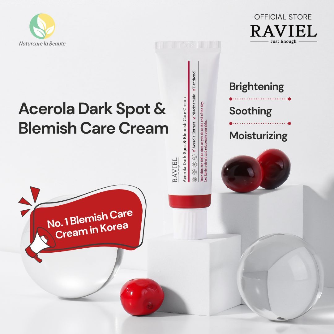 Raviel Acerola Dark Spot & Blemish Care Cream 50ml | Fades dark spots & acne scars, brightens and repairs skin