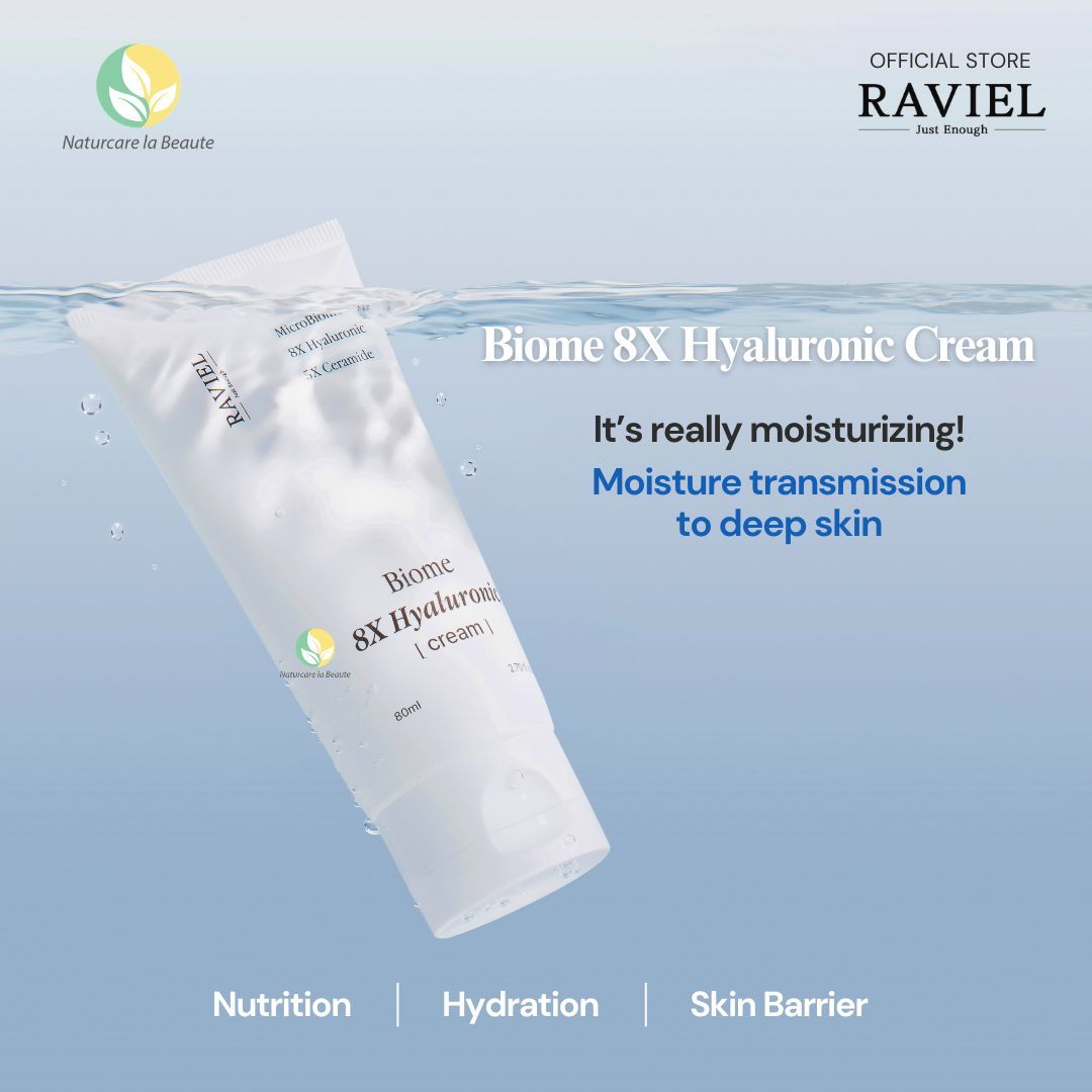 Raviel Biome 8X Hyaluronic Cream 80ml | Deep hydration, refine pores, strengthen skin barrier