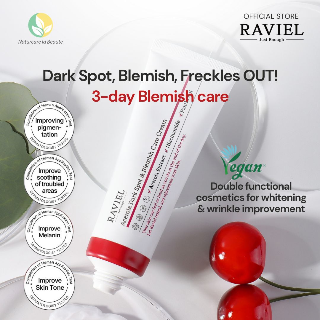 Raviel Acerola Dark Spot & Blemish Care Cream 50ml | Fades dark spots & acne scars, brightens and repairs skin