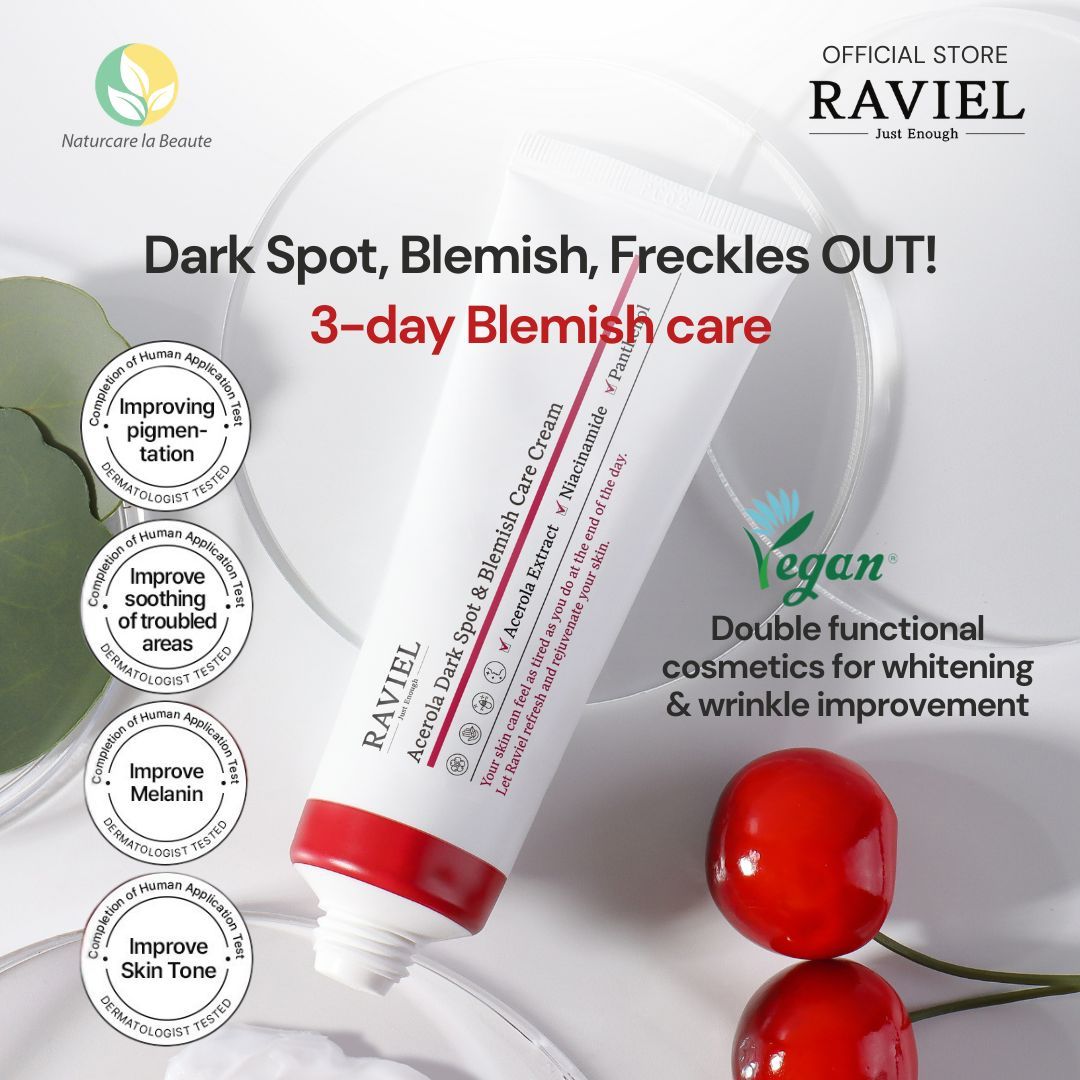 Raviel Acerola Dark Spot & Blemish Care Cream 50ml | Fades dark spots & acne scars, brightens and repairs skin