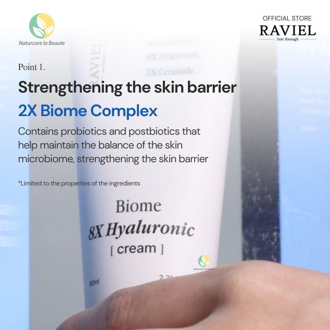 Raviel Biome 8X Hyaluronic Cream 80ml | Deep hydration, refine pores, strengthen skin barrier