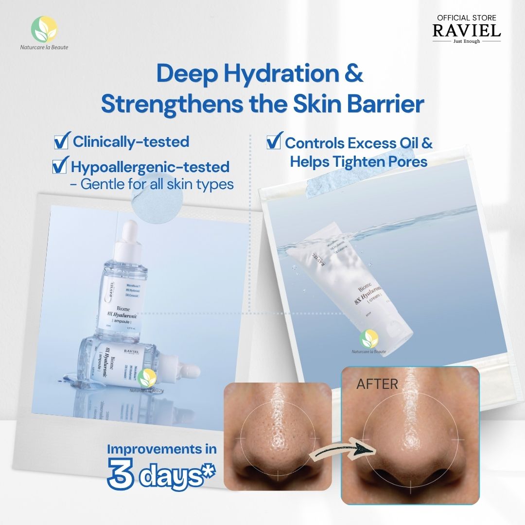 Raviel 8X Hyaluronic Care Set | Deep hydration, refine pores and strengthen skin barrier