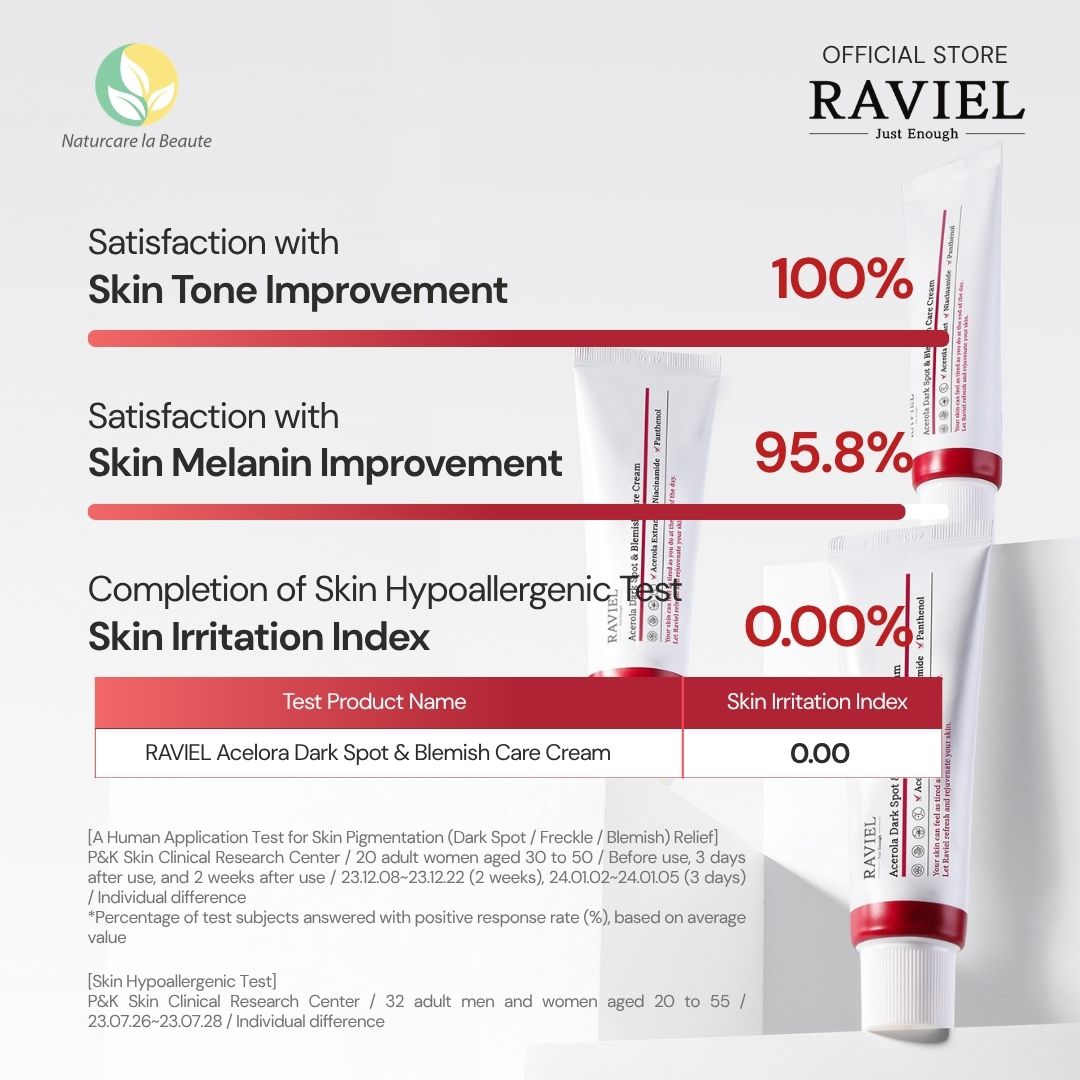 Raviel Acerola Dark Spot & Blemish Care Cream 50ml | Fades dark spots & acne scars, brightens and repairs skin