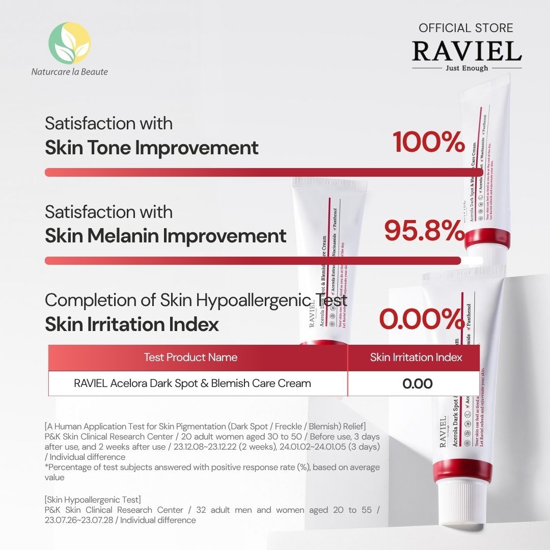 Raviel Acerola Dark Spot & Blemish Care Cream 50ml | Fades dark spots & acne scars, brightens and repairs skin