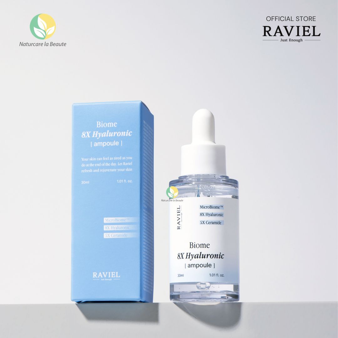 Raviel Biome 8X Hyaluronic Ampoule 30ml | Deep hydration, refine pores, strengthen skin barrier