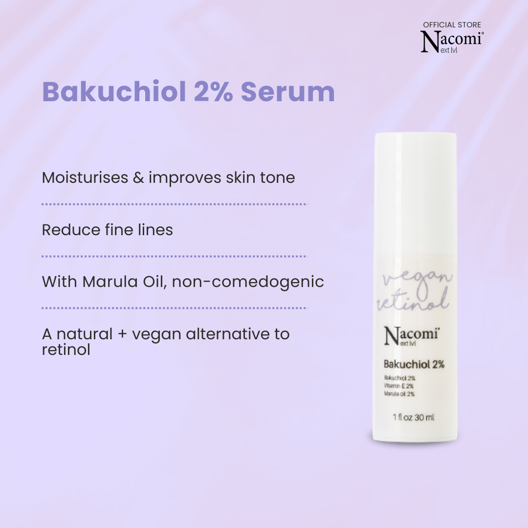 Nacomi Next Level Bakuchiol 2% Face Serum - Vegan Retinol, Anti-Wrinkles & Firming