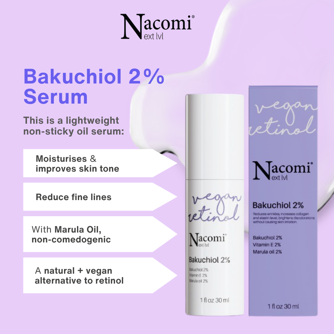 Nacomi Next Level Bakuchiol 2% Face Serum - Vegan Retinol, Anti-Wrinkles & Firming