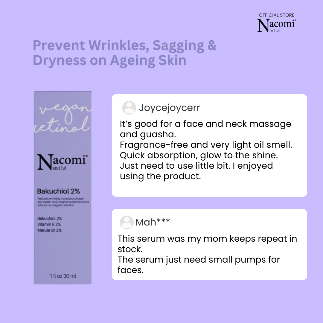 Nacomi Next Level Bakuchiol 2% Face Serum - Vegan Retinol, Anti-Wrinkles & Firming