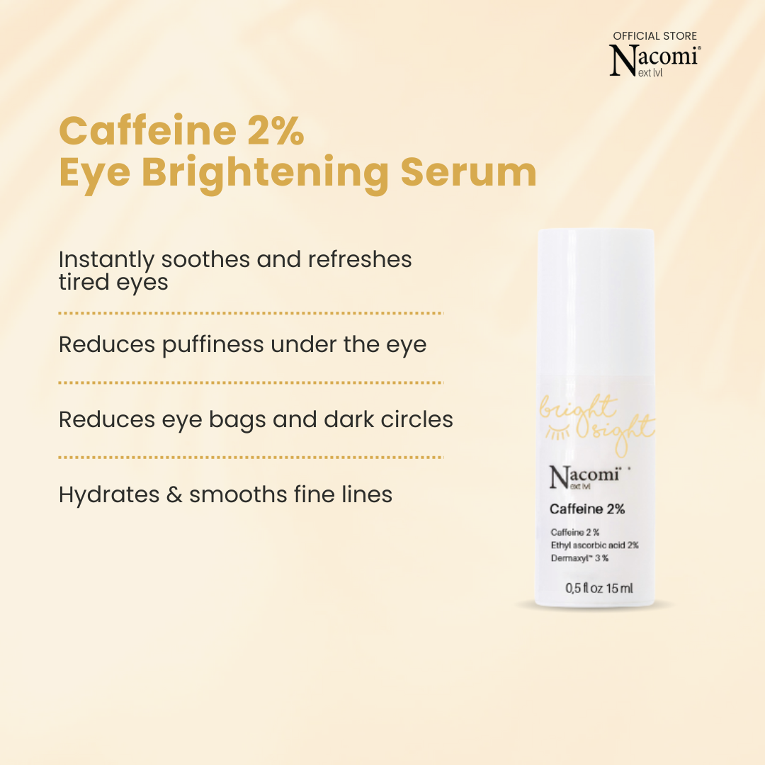 Nacomi Next Level Caffeine 2% Eye Serum - Reduces Puffiness, Dark Circles & Eye Bags | Expiry October 2026