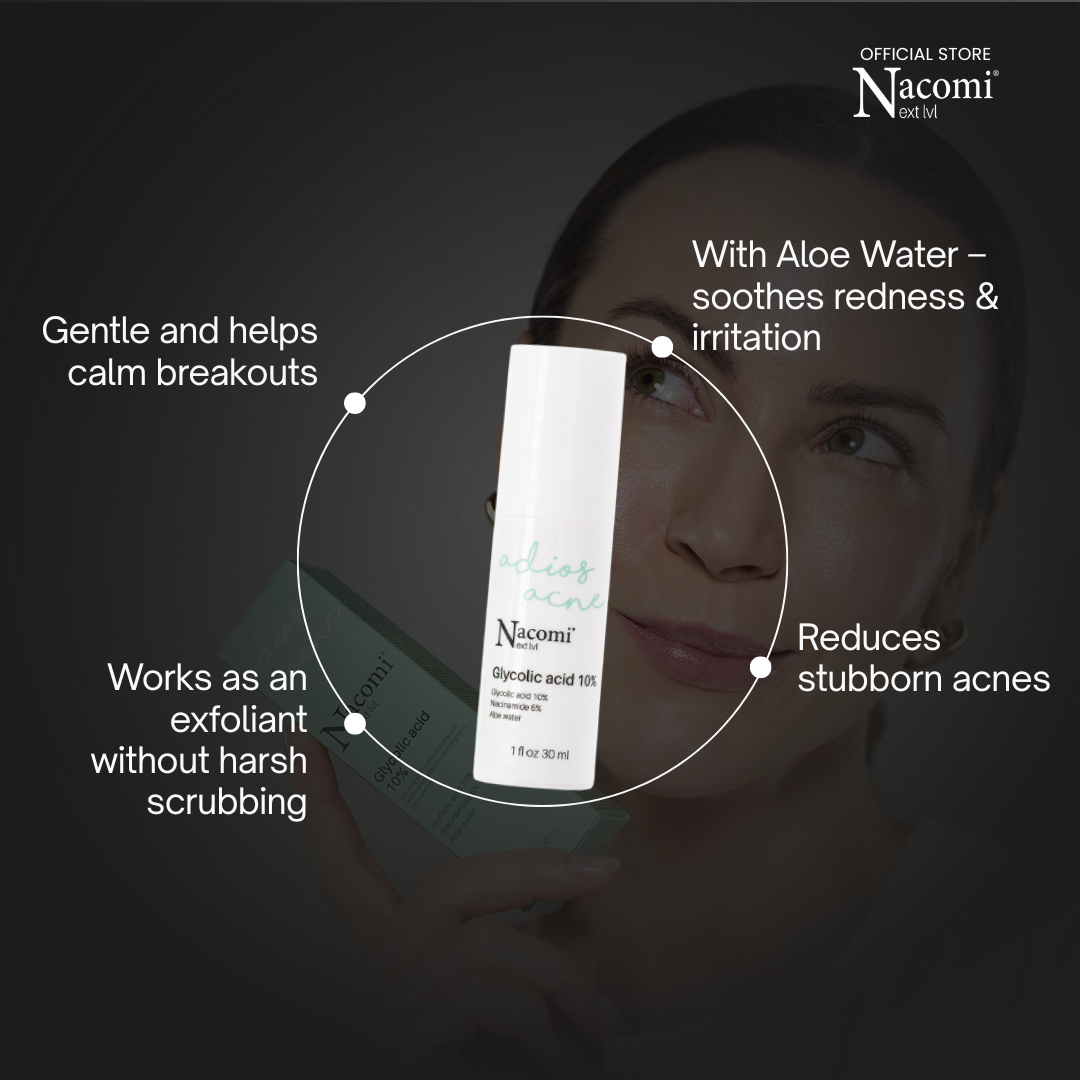 Nacomi Next Level Glycolic Acid 10% Face Serum - Reduces Pimples & Skin Refining