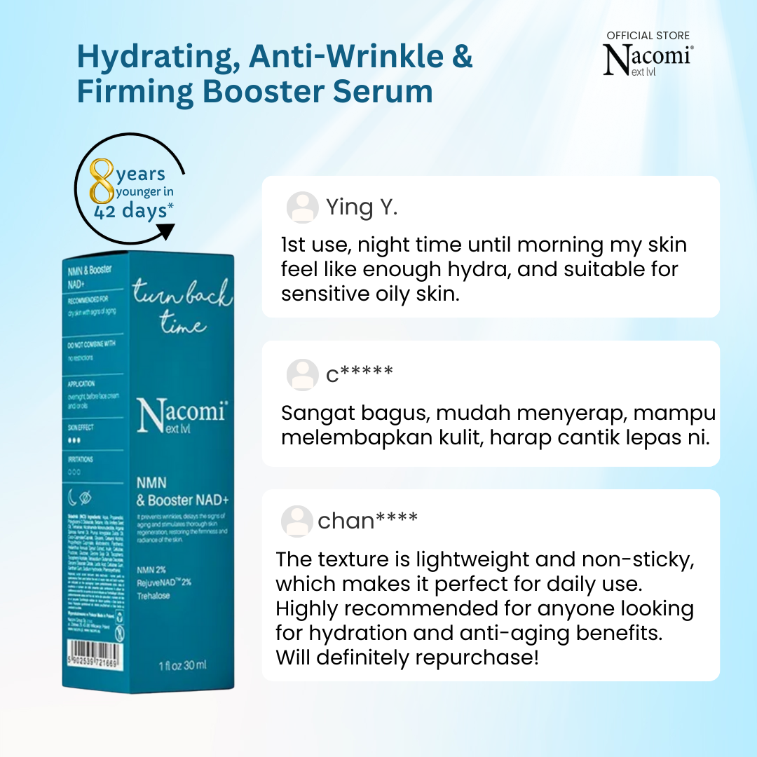 Nacomi Next Level NMN & Booster NAD+ Face Serum - Hydrates, Anti-Wrinkles & Firming