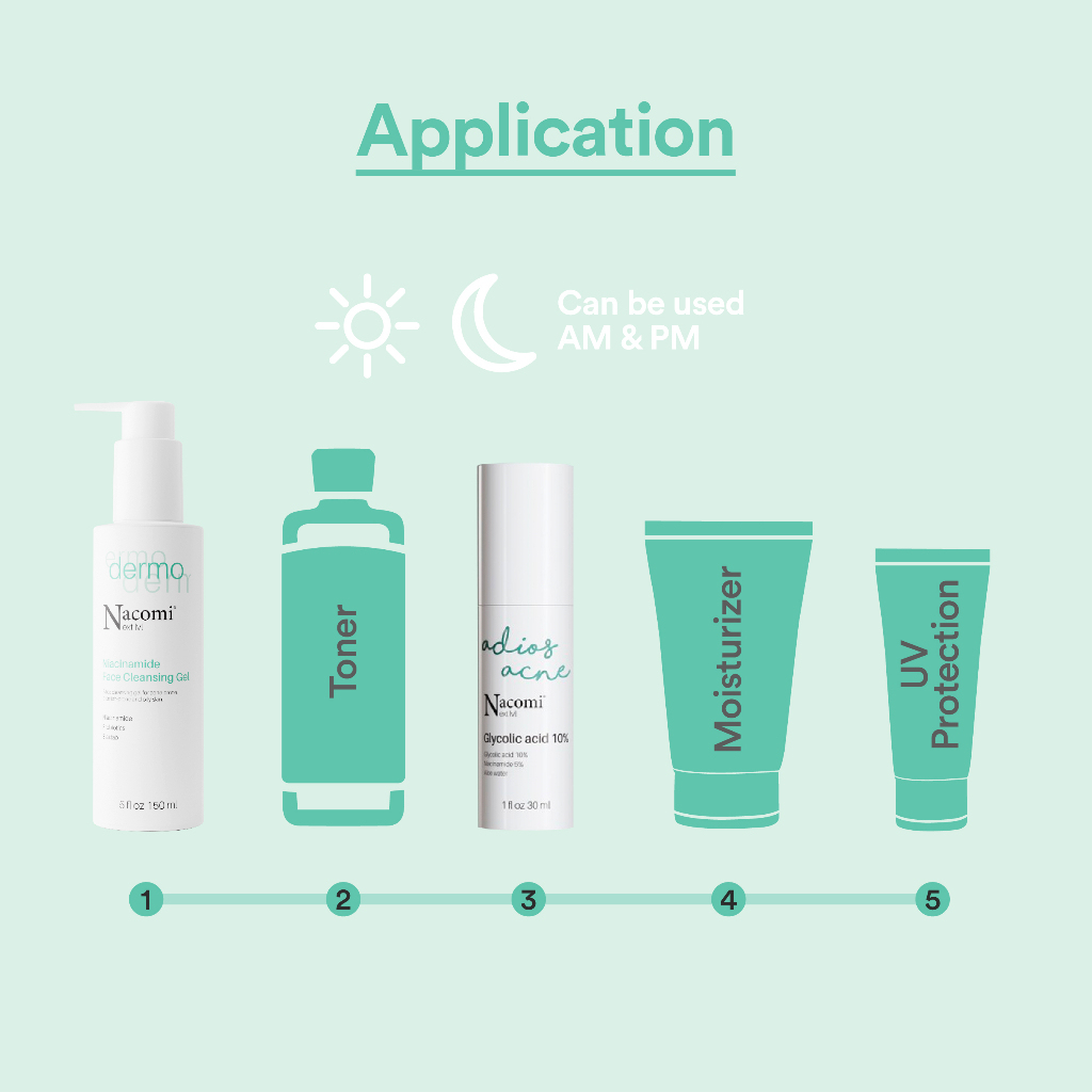 Nacomi Next Level Glycolic Acid 10% Face Serum - Reduces Pimples & Skin Refining