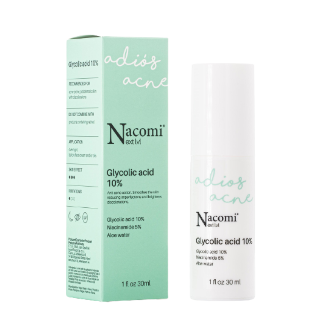 Nacomi Next Level Glycolic Acid 10% Face Serum - Reduces Pimples & Skin Refining