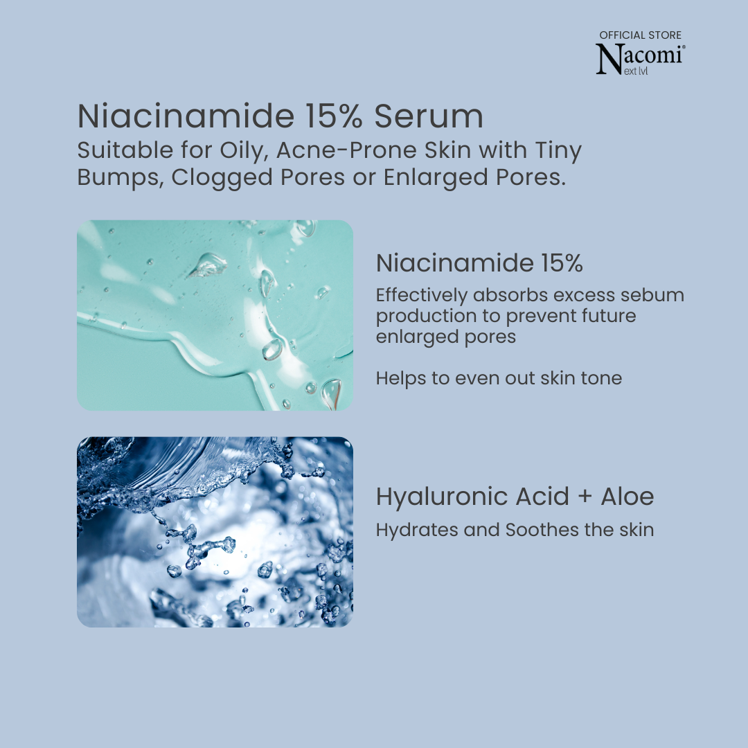 Nacomi Next Level Niacinamide 15% Face Serum - Oil Control, Tightens Pores & Brightens Skin