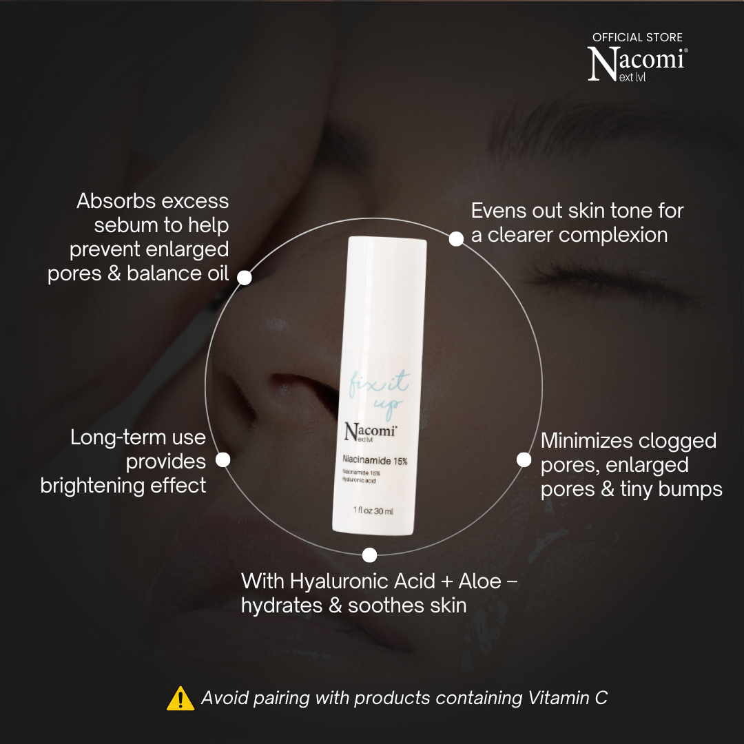 Nacomi Next Level Niacinamide 15% Face Serum - Oil Control, Tightens Pores & Brightens Skin