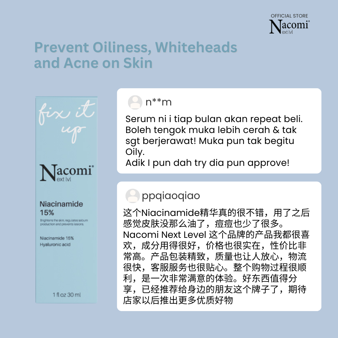 Nacomi Next Level Niacinamide 15% Face Serum - Oil Control, Tightens Pores & Brightens Skin