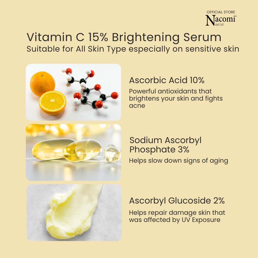 Nacomi Next Level Vitamin C 15% Face Serum - Correct Dark Spots & Brightens Skin