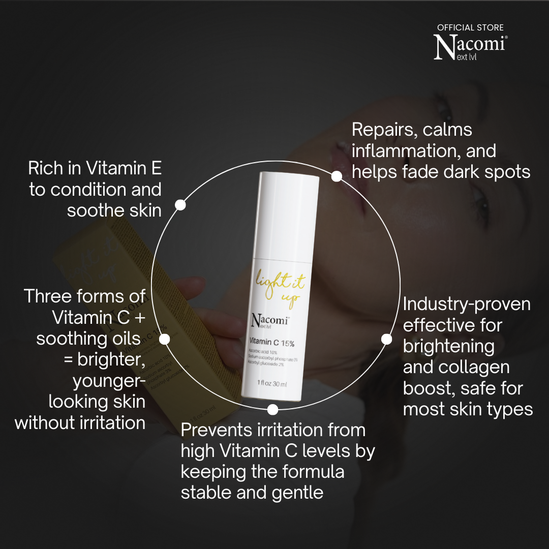 Nacomi Next Level Vitamin C 15% Face Serum - Correct Dark Spots & Brightens Skin