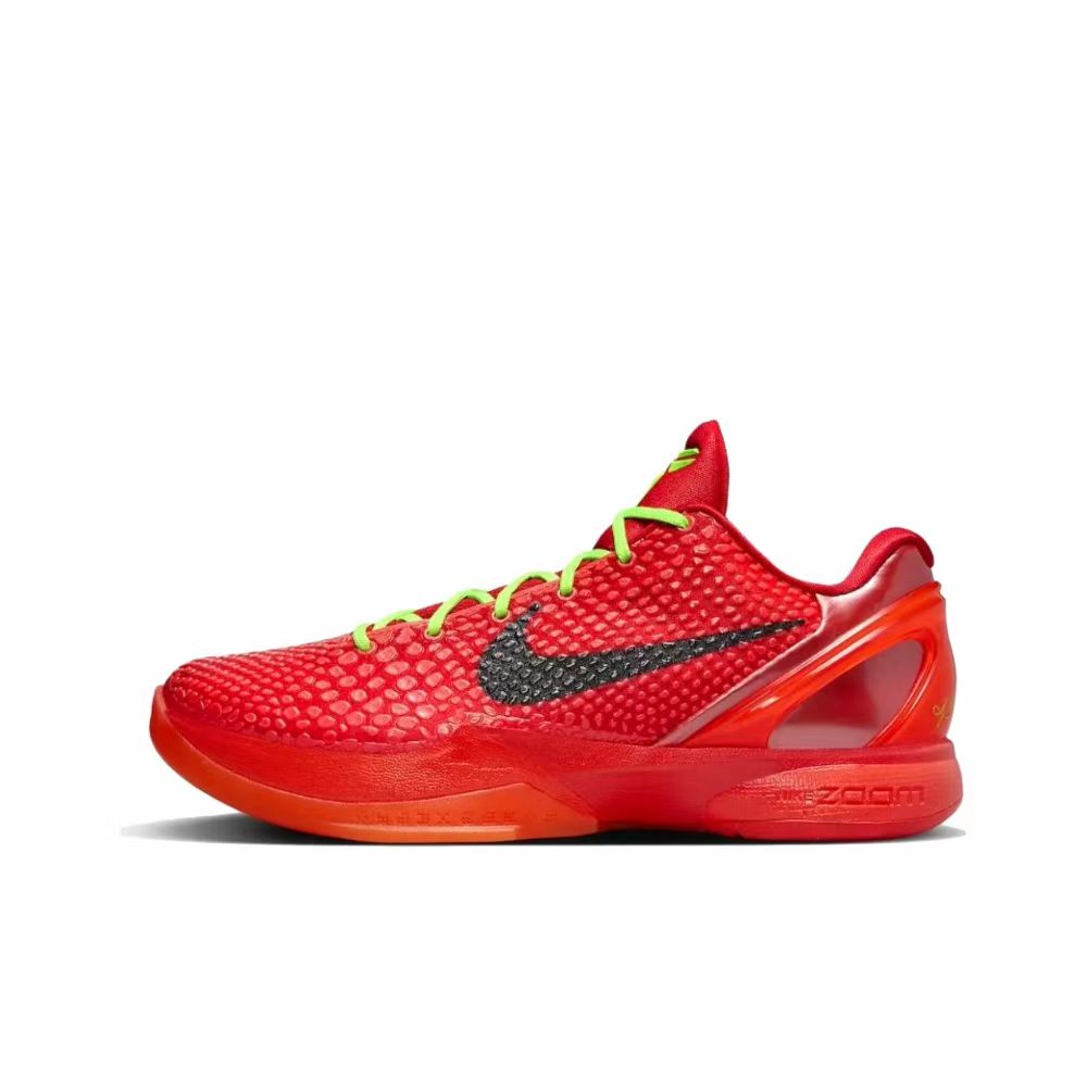 Nike Kobe 6 Protro "Reverse" Reverse Green Hornet Shock Absorbing Slip Resistant Low Top Basketball Shoes Red Unisex
